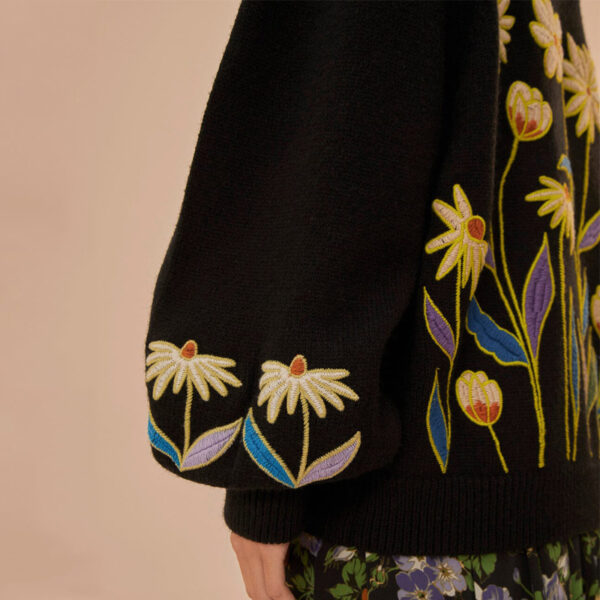 Flower Embroidered Sweater Women