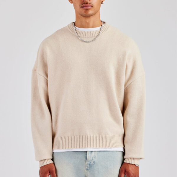 Fluffy Intarsia Men Knit Sweater