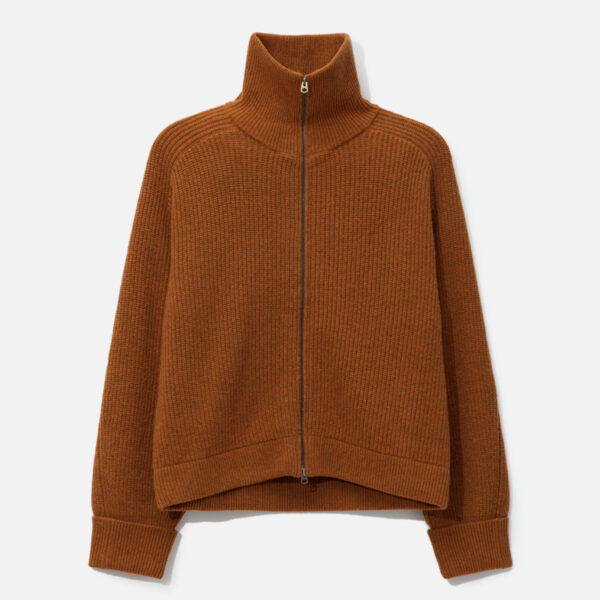 Zip Up Brown Cardigan Sweater