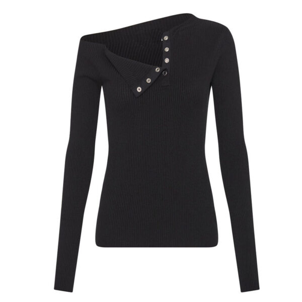 Asymmetrical Neckline Sweater Women - Image 5