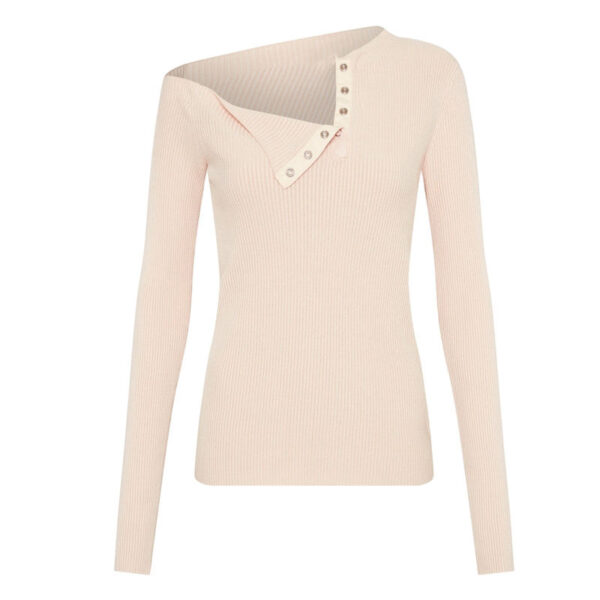 Asymmetrical Neckline Sweater Women - Image 4