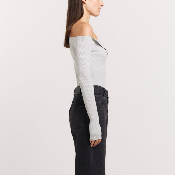 Asymmetrical Neckline Sweater Women - Image 2